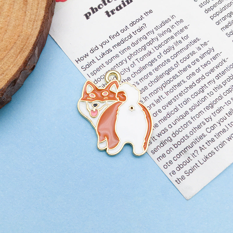 Wholesale Cartoon Japanese Cute Puppy Dog Drip Oil Alloy Necklace Bracelet Pendant